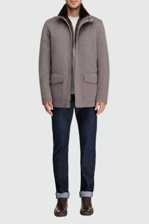 Seraphin man jacket with fur from cashmere and leather beige for men buy with prices and photos 162469 - photo 2