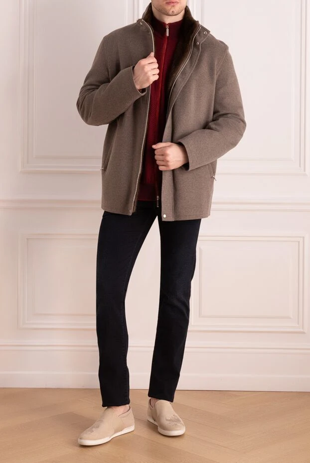 Seraphin man jacket with fur from cashmere and leather beige for men buy with prices and photos 162470 - photo 2