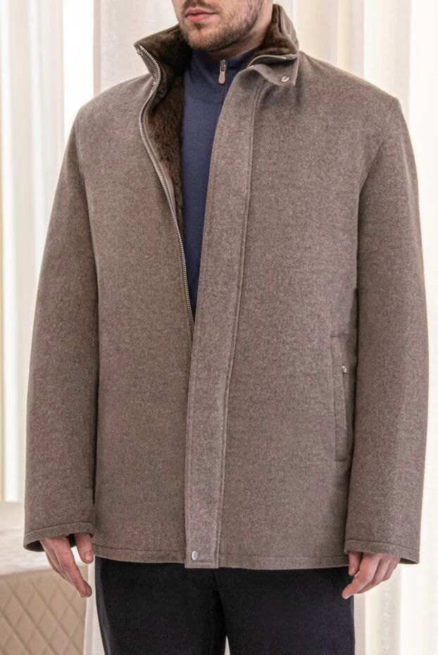 Удлинённая куртка из кашемира с мягким меховым слоем внутри - фото 2