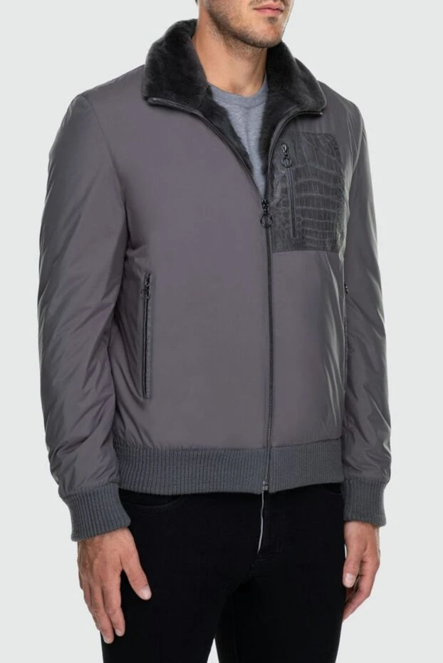 Seraphin man jacket with fur in nylon and leather gray for men buy with prices and photos 162474 - photo 2