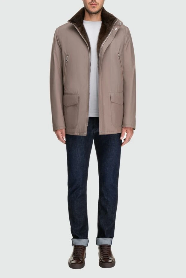 Seraphin man jacket with fur in nylon and leather beige for men buy with prices and photos 162486 - photo 2