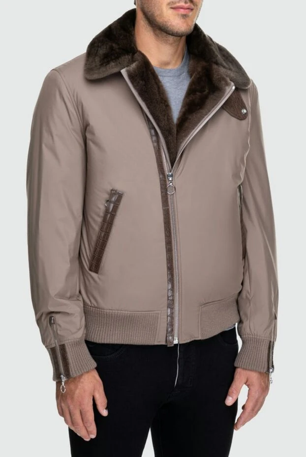 Seraphin man jacket with fur in nylon and leather beige for men buy with prices and photos 162489 - photo 2
