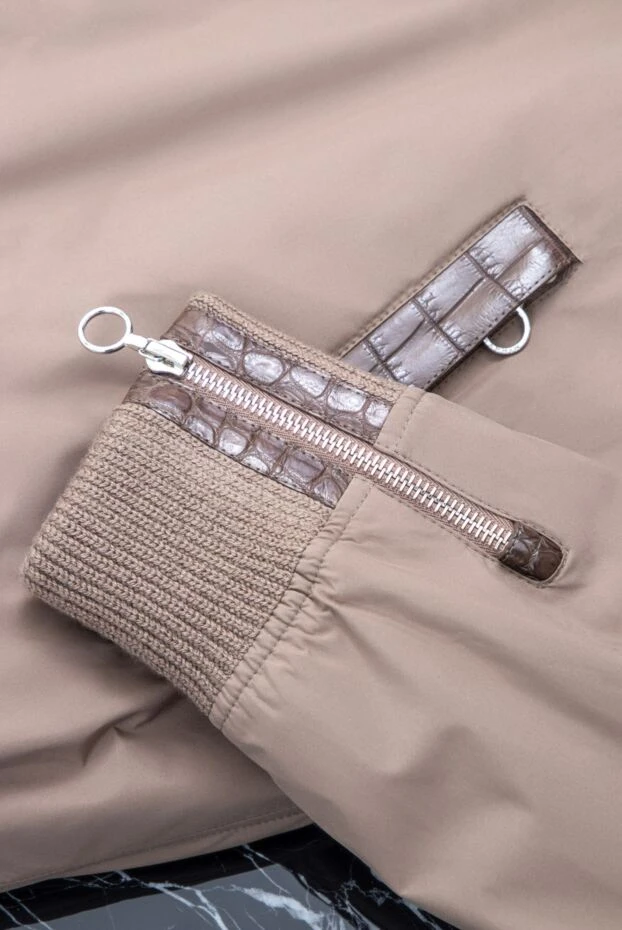 Seraphin men's beige aviator jacket with fur lining and crocodile leather inserts 162489 - photo 3