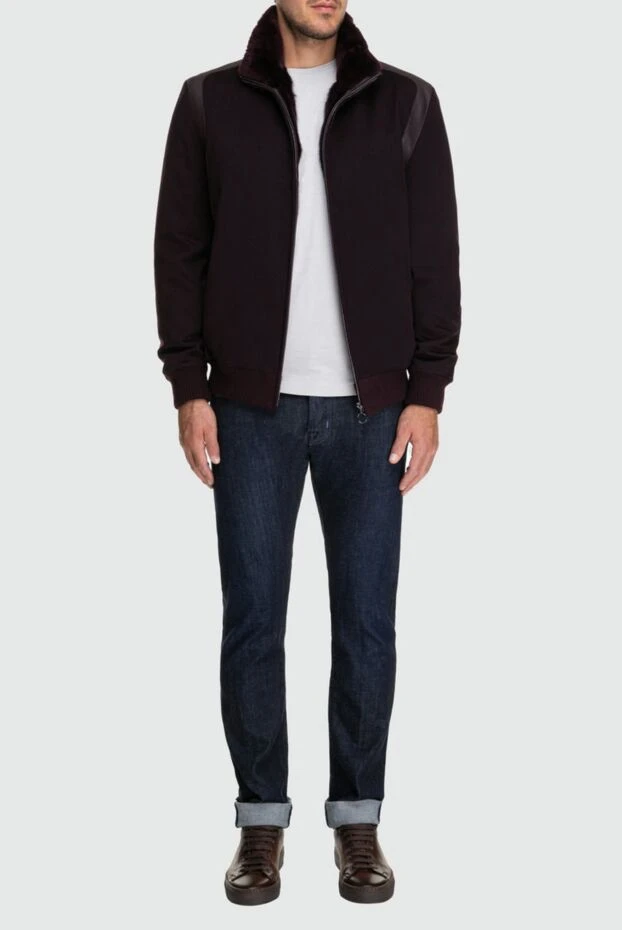 Seraphin man jacket with cashmere and leather purple for men buy with prices and photos 162492 - photo 2