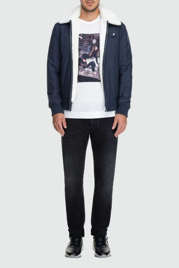 Seraphin man jacket with fur in nylon and leather blue for men buy with prices and photos 162496 - photo 2