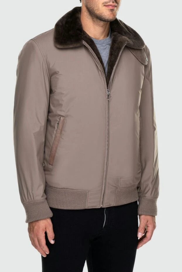 Seraphin man jacket with fur in nylon and leather beige for men 162497 - photo 2