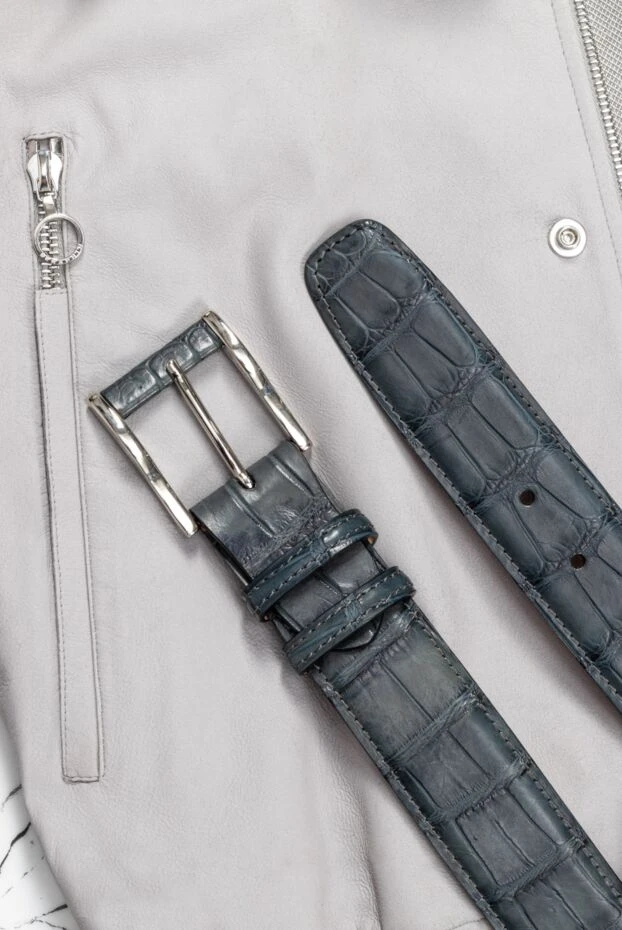 Cesare di Napoli gray-green crocodile leather belt for men 162503 - photo 3