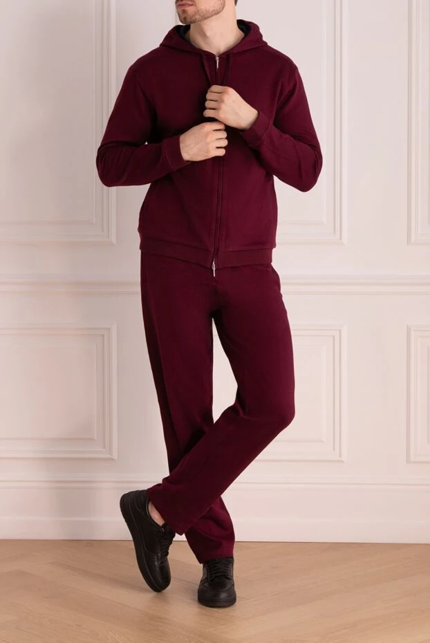 Cesare di Napoli man men's cotton sports suit, burgundy 162517 - photo 2