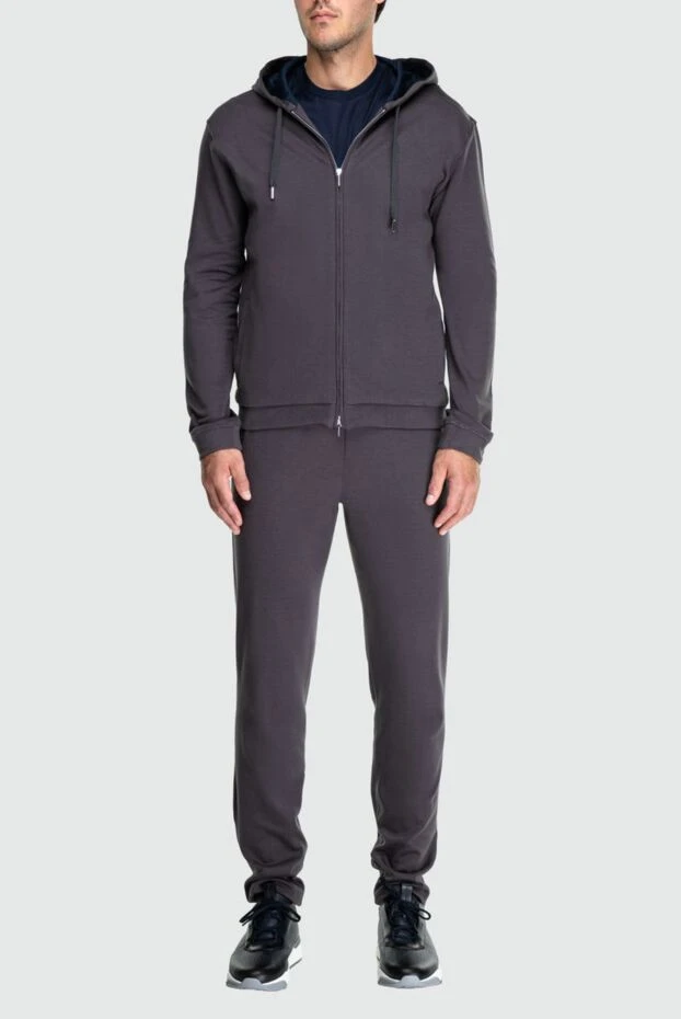Cesare di Napoli mens dark grey cotton knit tracksuit with hood 196952 - photo 2