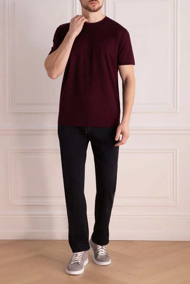 Cesare di Napoli men's t-shirt in rich wine color with soft texture 196529 - photo 2