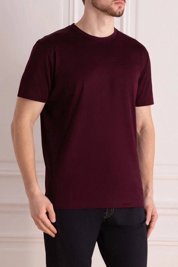 Cesare di Napoli men's t-shirt in rich wine color with soft texture 196529 - photo 3