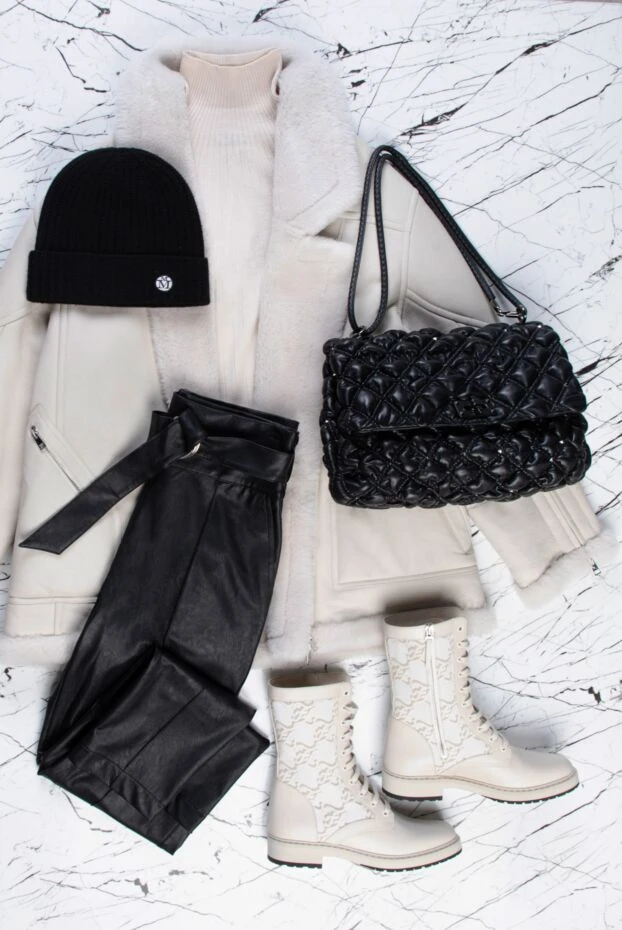 Blancha дублянка з натуральної шкіри та хутра біла жіноча 162571 - фото 2