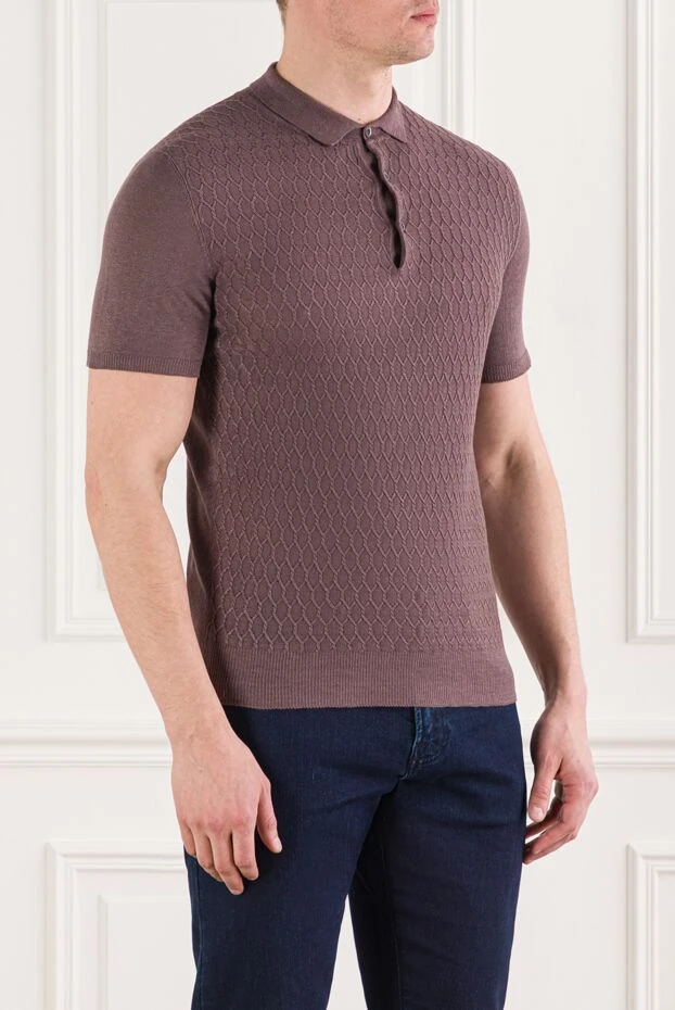 Corneliani cotton polo shirt with 3d diamond pattern 162581 - photo 3