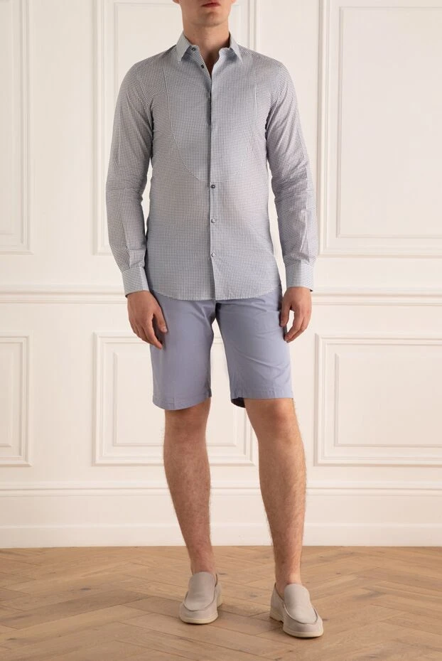 Corneliani мужские шорты из хлопка и эластана голубые мужские купить с ценами и фото 162597 - фото 2