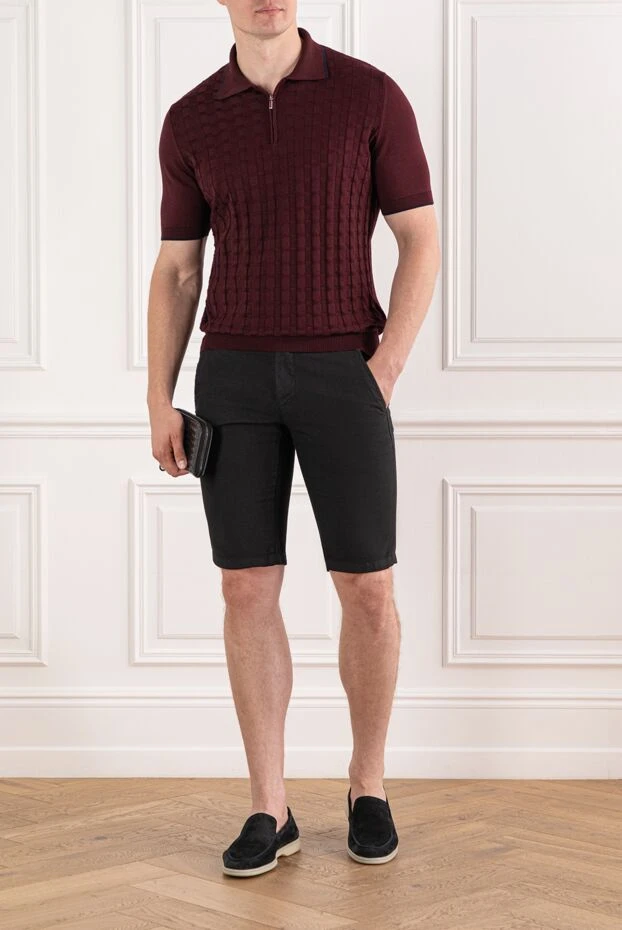 Corneliani мужские шорты из льна и хлопка тёмно-синие с поясом под ремень 162605 - фото 2