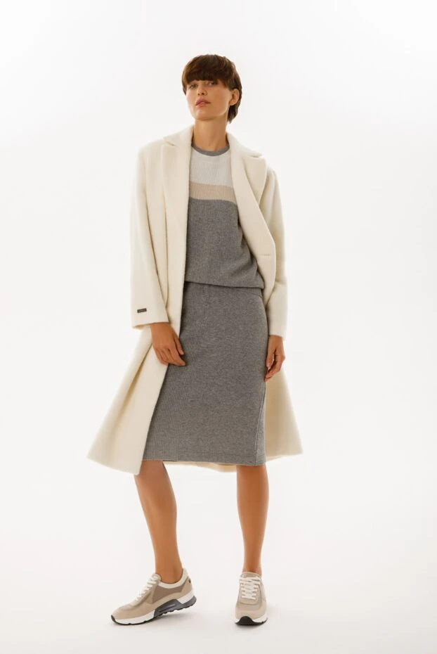 Alpaca and wool coat for women white - photo 2