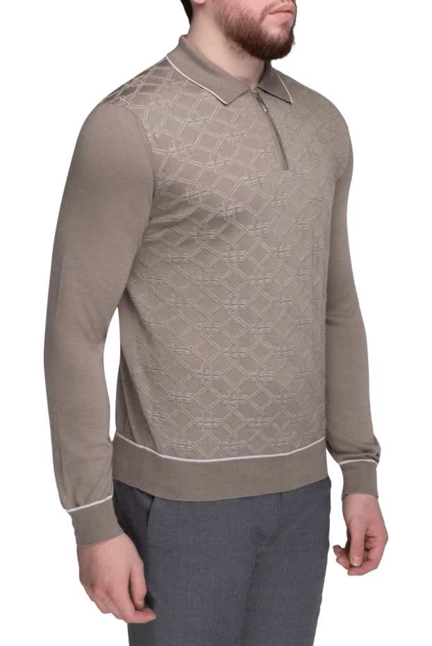 Stefano Ricci поло з довгим рукавом з шовку та кашеміру коричневе чоловіче 162642 - фото 3