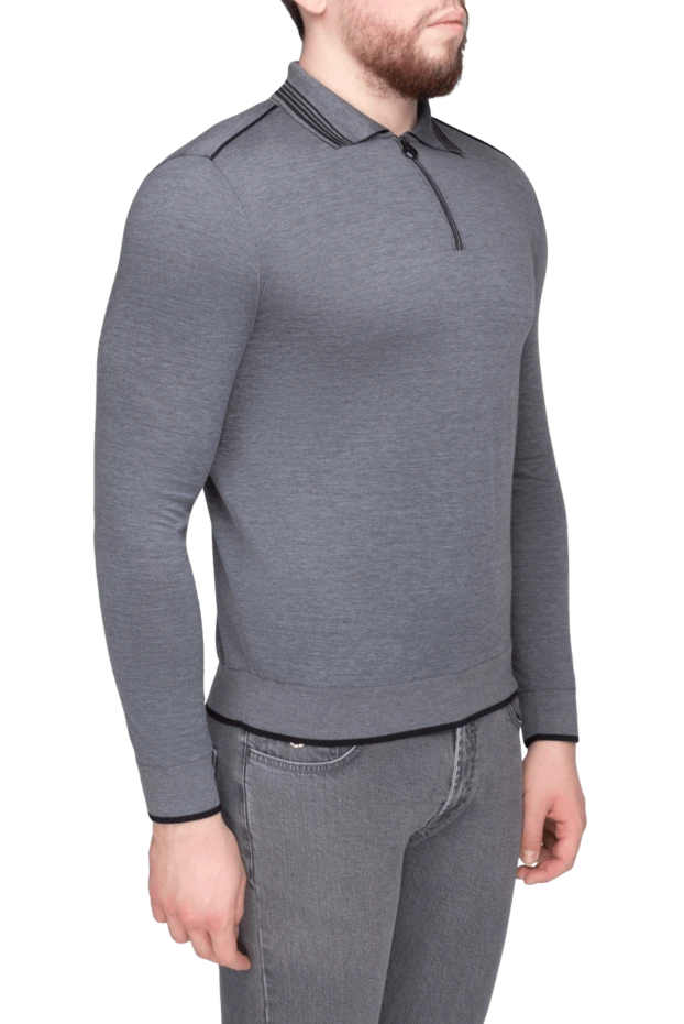 Stefano Ricci поло з довгим рукавом з шовку та кашеміру сіре чоловіче 162645 - фото 3
