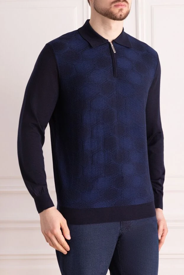 Stefano Ricci long-sleeved silk and cashmere polo blue for men 162646 - photo 3