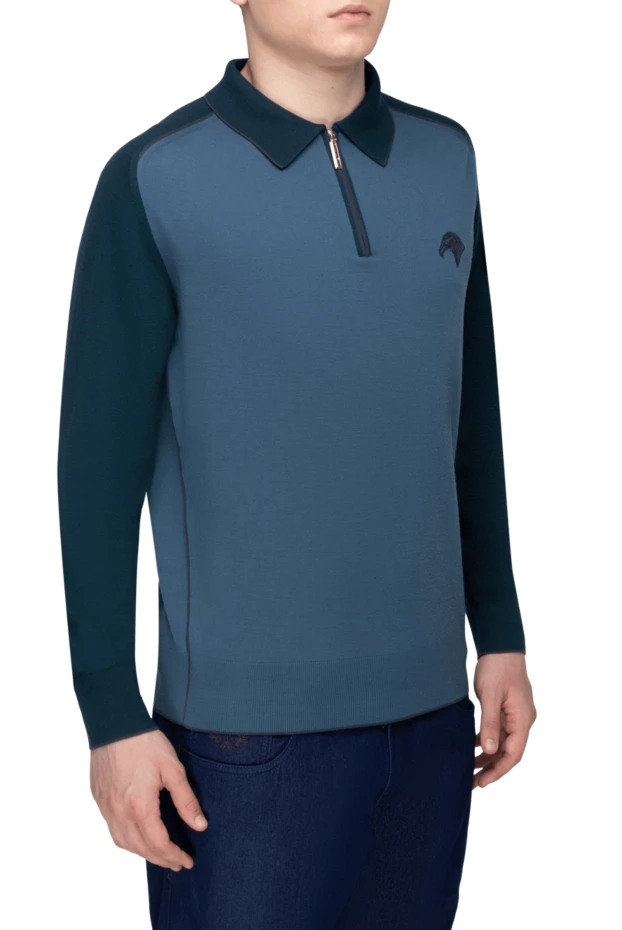 Stefano Ricci polo with long sleeves made of wool blue for men 162657 - photo 3