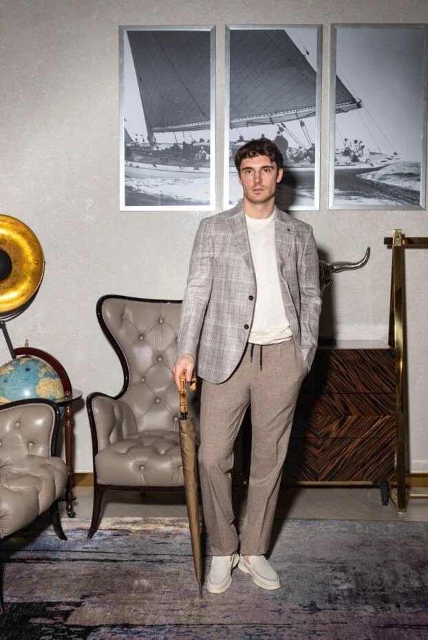 Lubiam lightweight checked linen jacket with patch pockets 162773 - photo 2