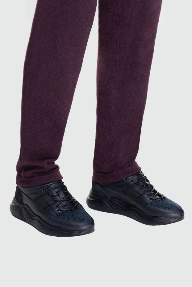 Doucal`s man sneakers in leather and wool blue for men buy with prices and photos 162784 - photo 2