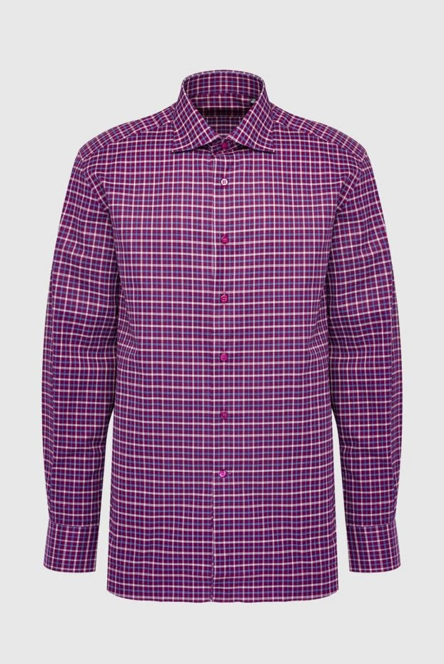 Рубашка из хлопка фиолетовая мужская - фото 1