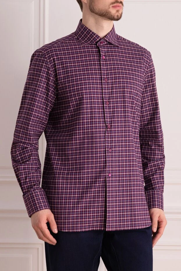 Stefano Ricci сорочка з бавовни фіолетова чоловіча 162789 - фото 3