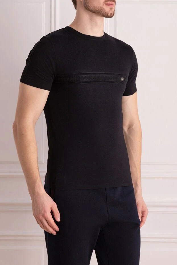 Stefano Ricci футболка з бавовни та модала чорна чоловіча 162820 - фото 3