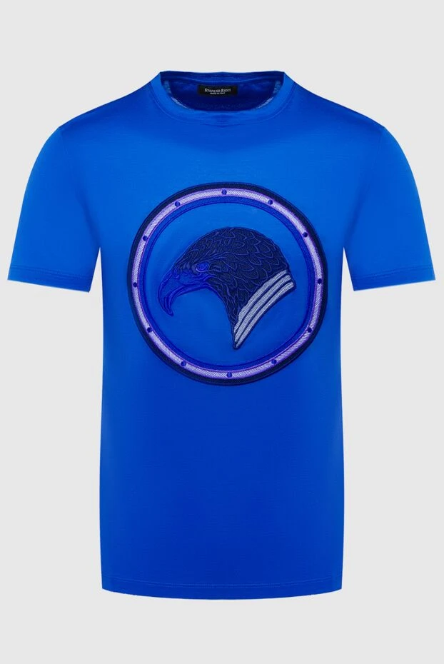 Футболка з бавовни та модала синя чоловіча - фото 1