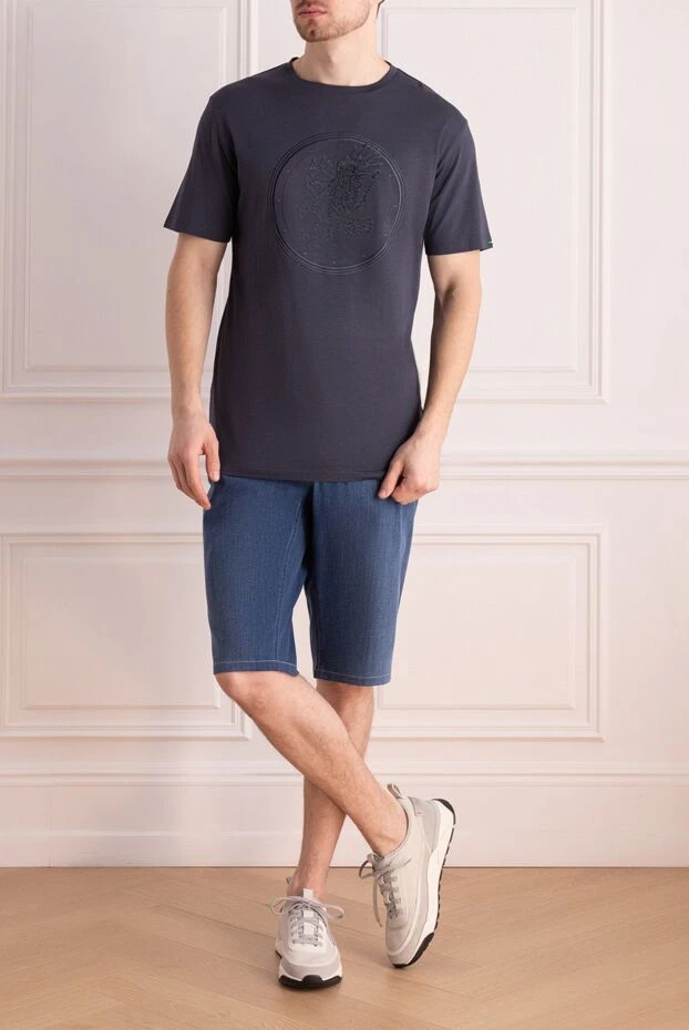 Stefano Ricci футболка з бавовни і модала сіра 162826 - фото 2