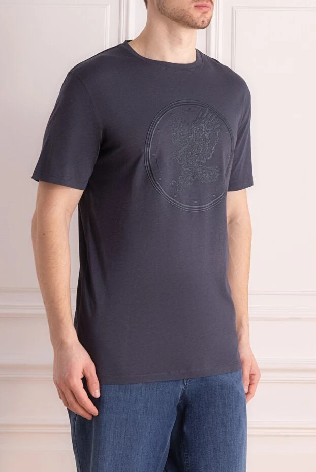 Stefano Ricci футболка з бавовни і модала сіра 162826 - фото 3