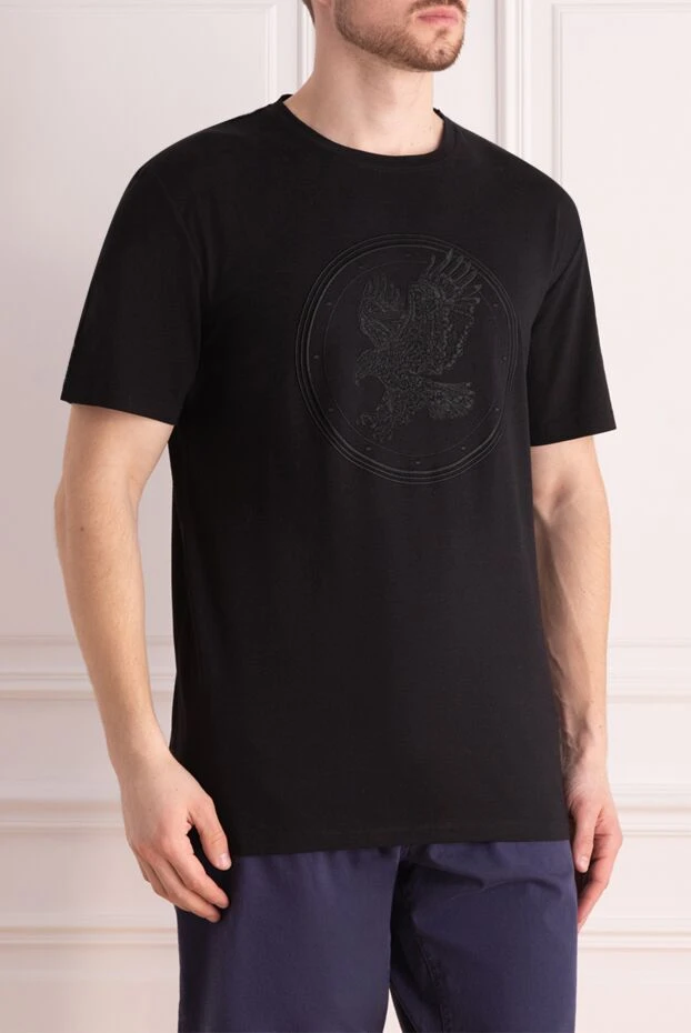 Stefano Ricci футболка з бавовни та модала чорна чоловіча 162830 - фото 3