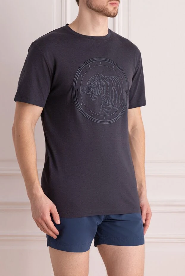 Stefano Ricci футболка з бавовни сіра чоловіча 162839 - фото 3