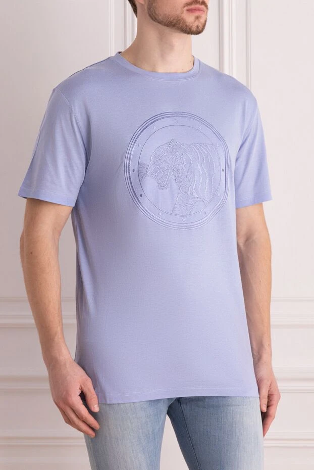 Stefano Ricci футболка з бавовни та модала фіолетова чоловіча 162842 - фото 3