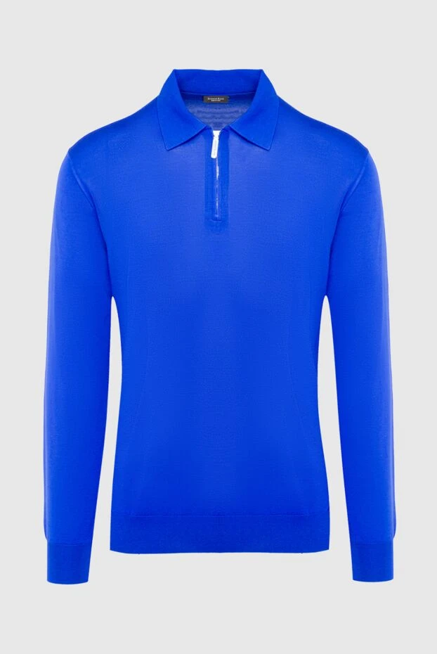 Поло з довгим рукавом з шовку блакитне чоловіче - фото 1