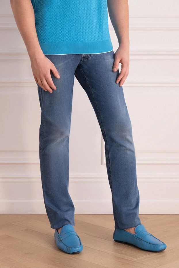 Stefano Ricci джинсы из хлопка с эластаном синие мужские 162870 - фото 3