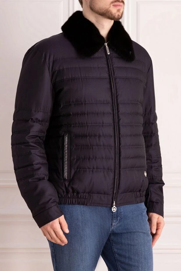 Stefano Ricci пуховик чоловічий з кашеміру синій 162887 - фото 3