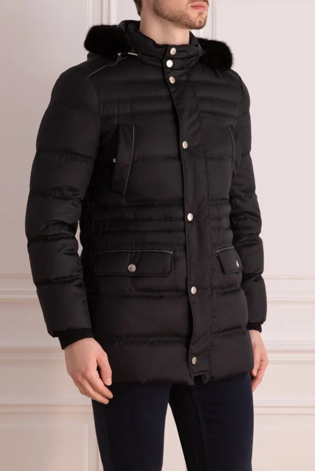 Stefano Ricci пуховик чоловічий з кашеміру, шовку та норки чорний 162891 - фото 3