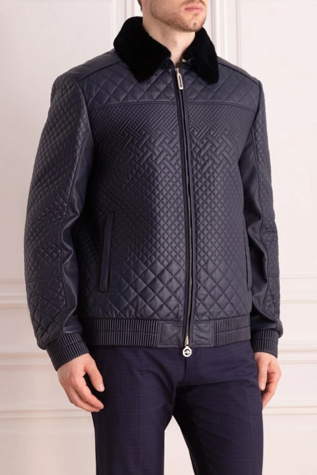 Stefano Ricci куртка шкіряна синя чоловіча 162900 - фото 3