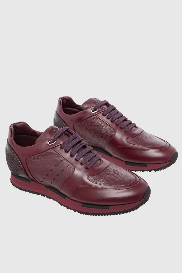 Stefano Ricci кросівки зі шкіри бордові чоловічі 162931 - фото 3