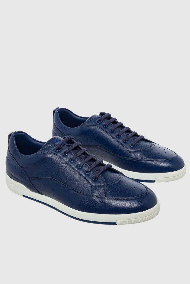 Stefano Ricci blue leather snickers for men 162935 - photo 3