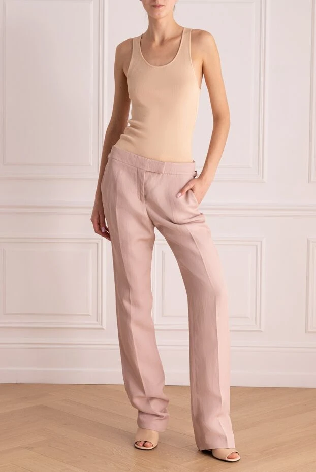 Tom Ford женские брюки из вискозы и льна розовые женские купить с ценами и фото 163023 - фото 2