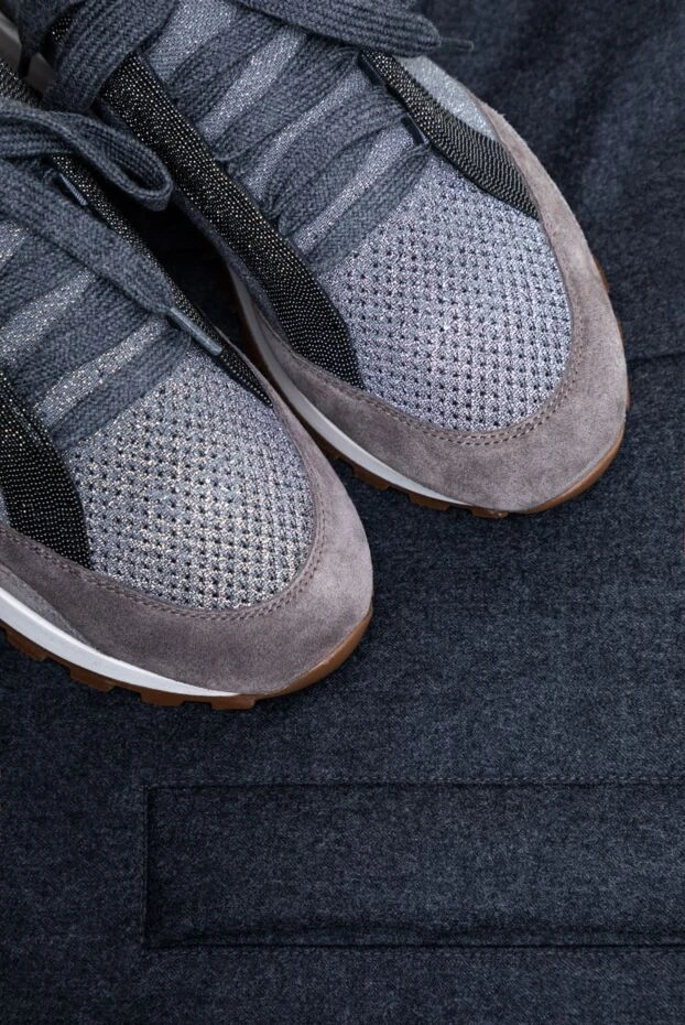 Brunello Cucinelli women's grey sneakers with shiny inserts 163064 - photo 3