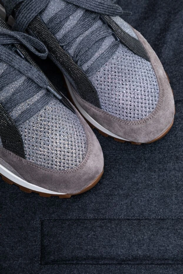 Women's grey sneakers with shiny inserts - photo 2