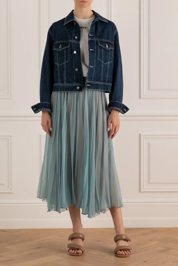 Gucci женские юбка из шелка и эластана голубая женская купить с ценами и фото 163143 - фото 2