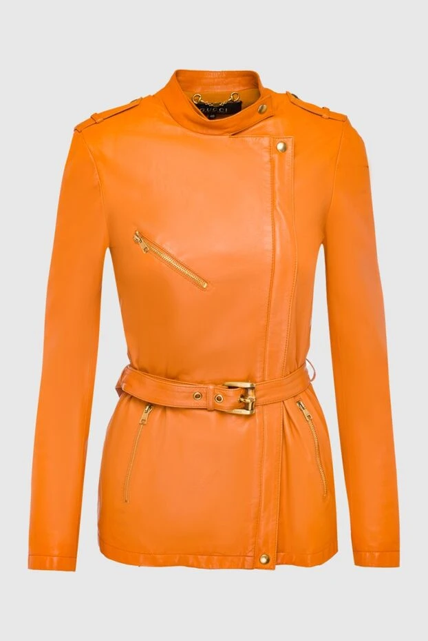 Gucci жіночі куртка із натуральної шкіри оранжева жіноча купити фото з цінами 163144 - фото 1