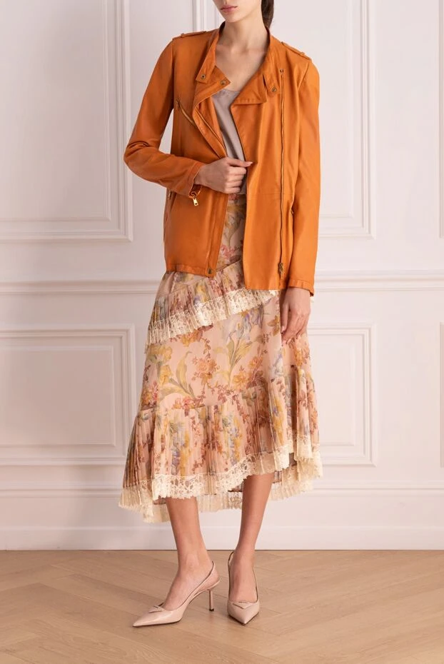 Gucci жіночі куртка із натуральної шкіри оранжева жіноча купити фото з цінами 163144 - фото 2