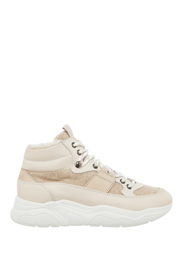 Doucal`s woman beige leather and textile sneakers for women buy with prices and photos 163146 - photo 1