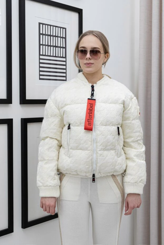 After Label бомбер белый стеганый с объемной текстурой и молниями на пуху 163154 - фото 3
